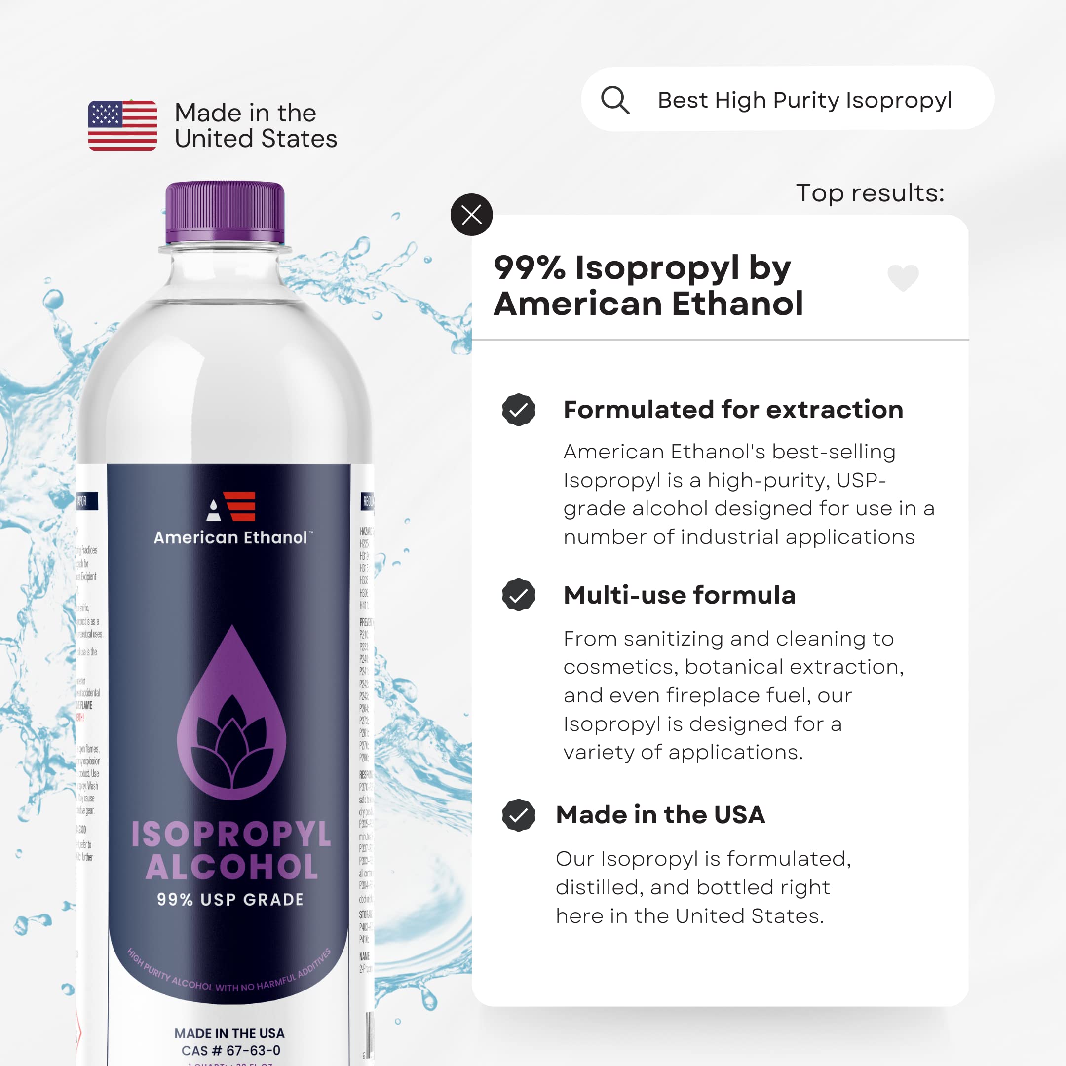 Isopropyl Alcohol 99.9% USP-NF Lab Grade Rubbing Alcohol