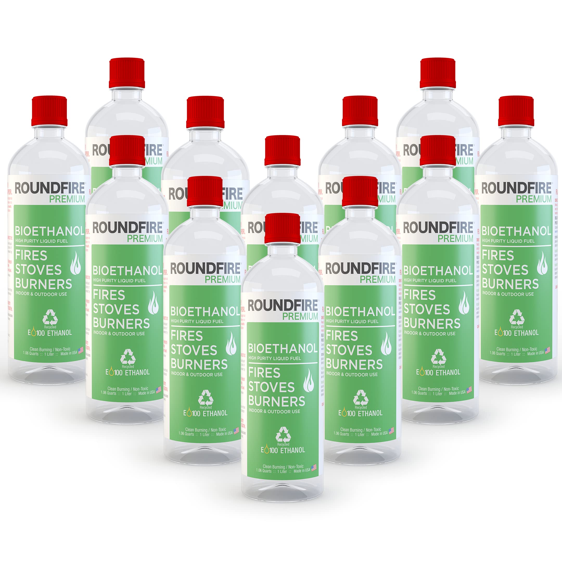 ROUNDFIRE Premium Bioethanol Tabletop Fire Pit - Fuel for Fire, Denatured Alcohol Ethanol Fuel